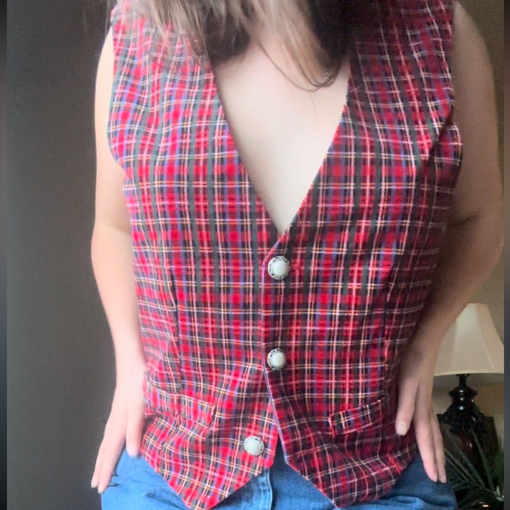 Vintage Plaid Corduroy Vest